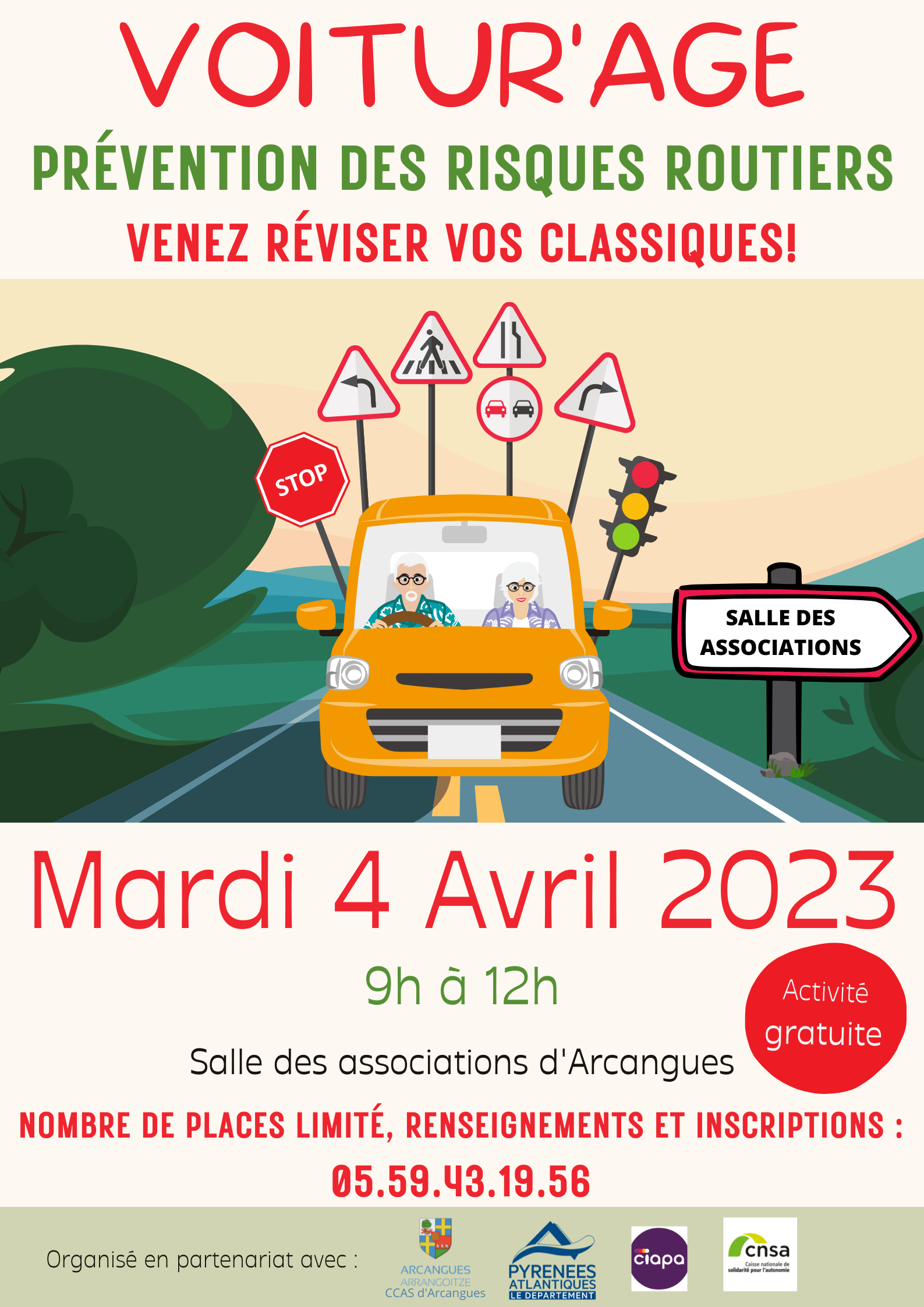 Affiche de l'atelier de prévention routière du 04/04/23