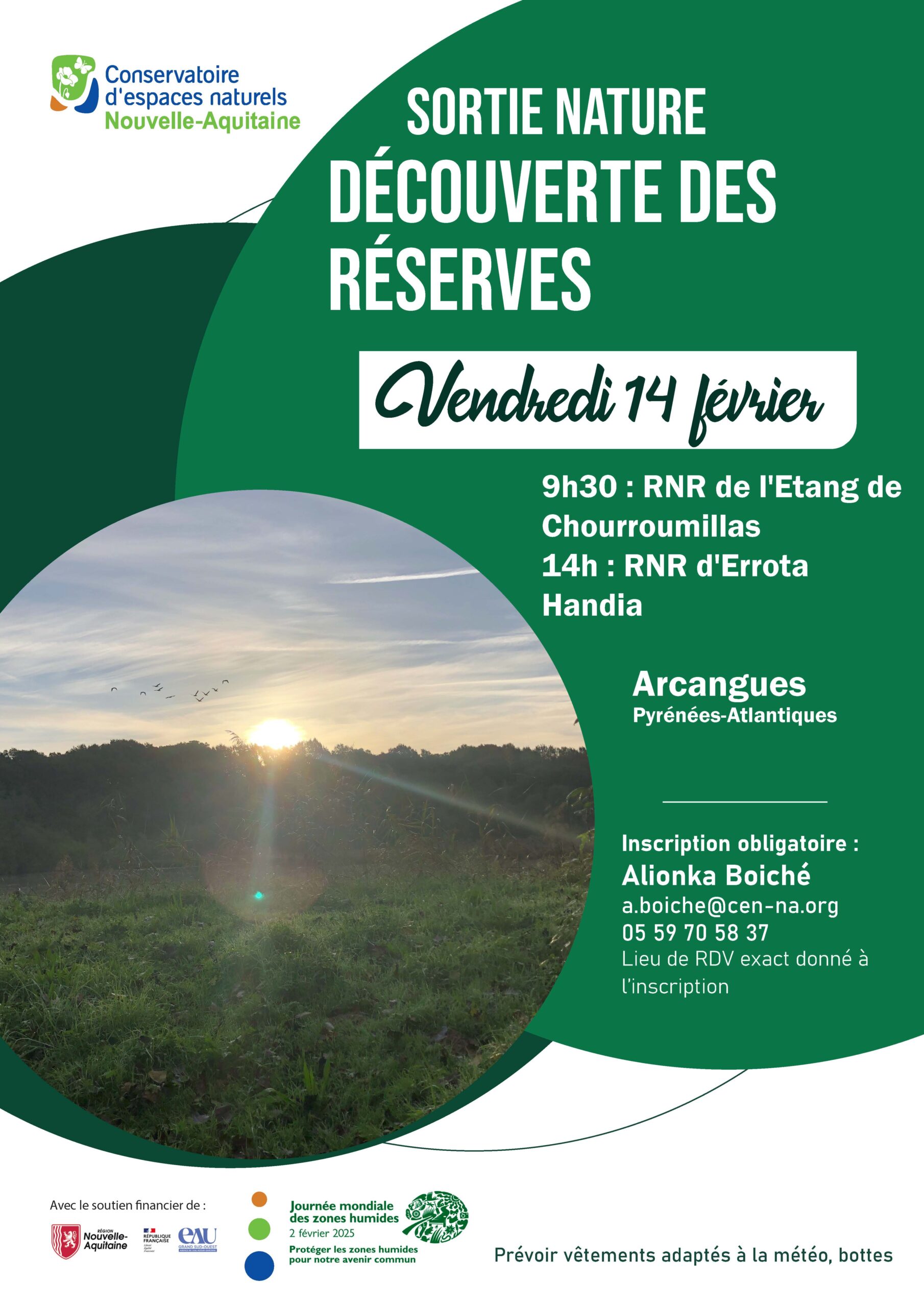 SORTIE NATURE ARCANGUES VISITES DES RESERVES NATURELLES