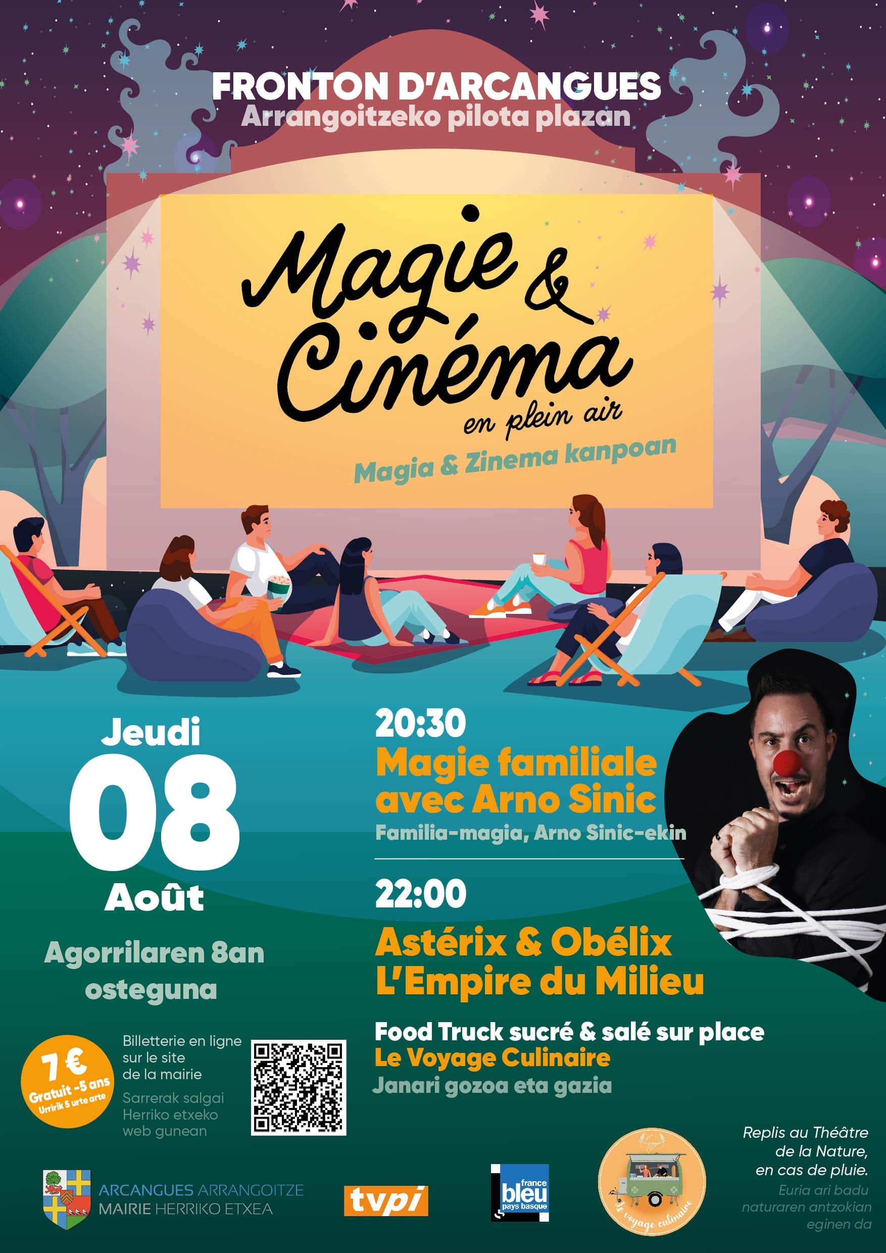 Affiche Cinéma En Plein Air 2024 Arcangues, Pays Basque Compressée