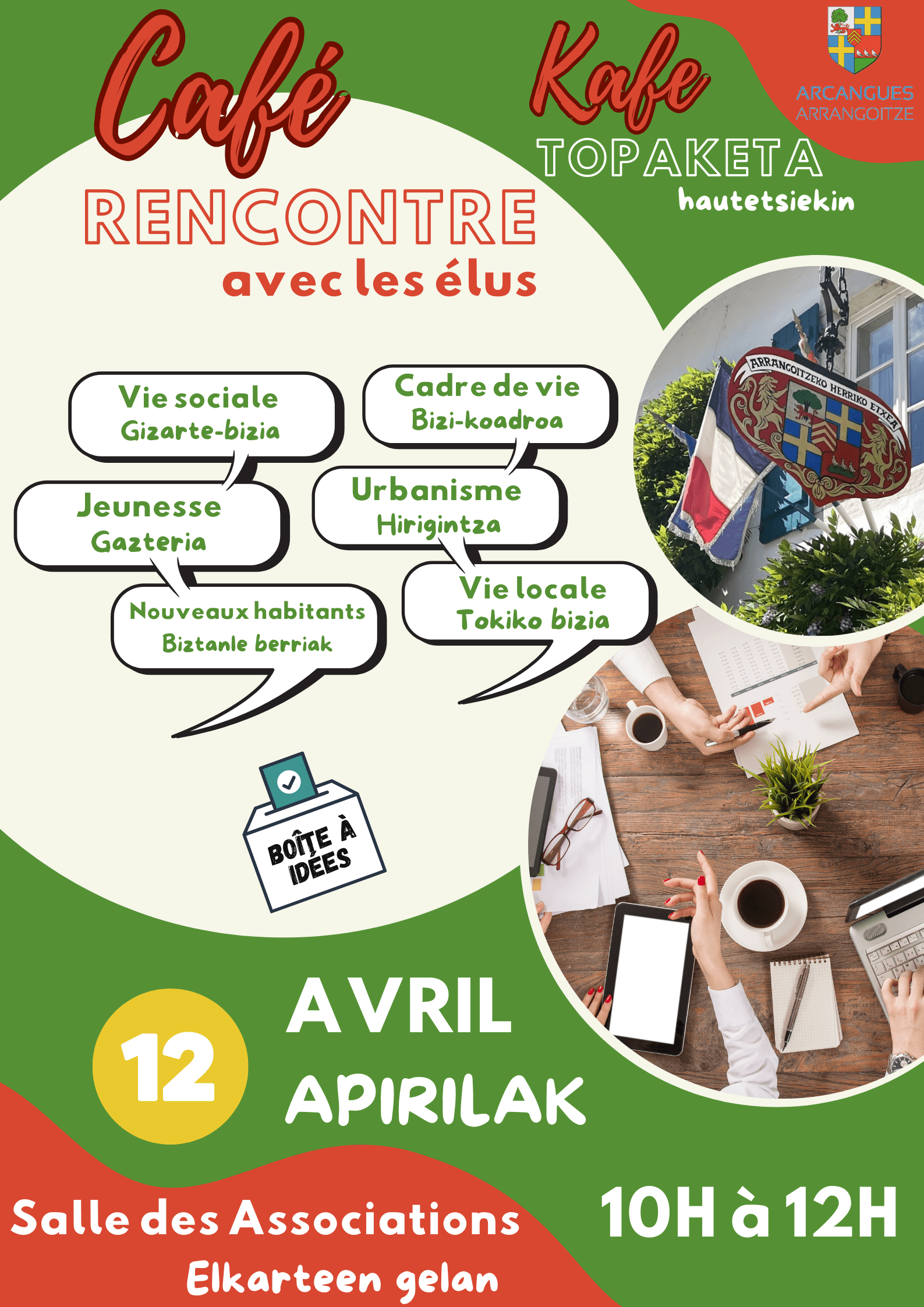 Affiche café rencontre avec les élus d'Arcangues